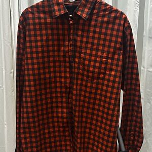 French Connection Men's Red and Black Checkered Shirt